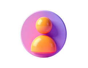Orange person icon on a purple circle