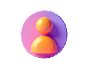 Orange person icon on a purple circle
