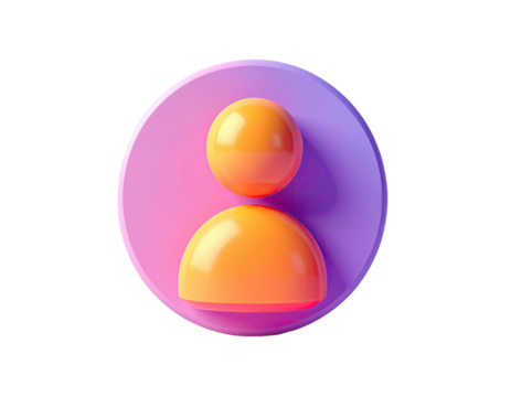 Orange person icon on a purple circle
