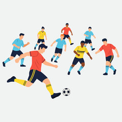 Fototapeta premium Flat vector illustration of playing soccer