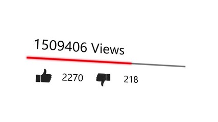 Video Views Counter Increasing to 3 Million Animation. A close-up animation of a video views counter rapidly increasing from 0 to 3 million views. social media engagement, web traffic. - Powered by Adobe