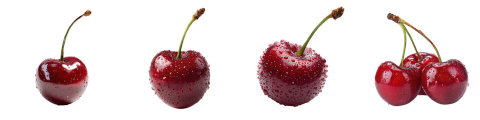 Fresh Cherry Berries Displayed in Various Stages of Ripeness