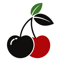 cherry fruit silhouette on white background