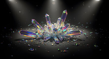 Cluster of iridescent crystals