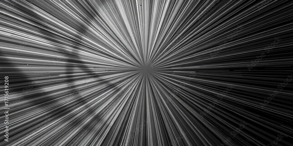 Wall mural abstract background of monochrome rays radiating from center, focus, minimalist