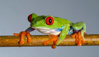 Vibrant Red-Eyed Tree Frog on a Branch