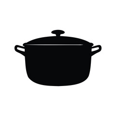 Silhouette of a Cooking Pot with Lid and Handles for Recipe Illustrations, cooking pot silhouette vector illustration