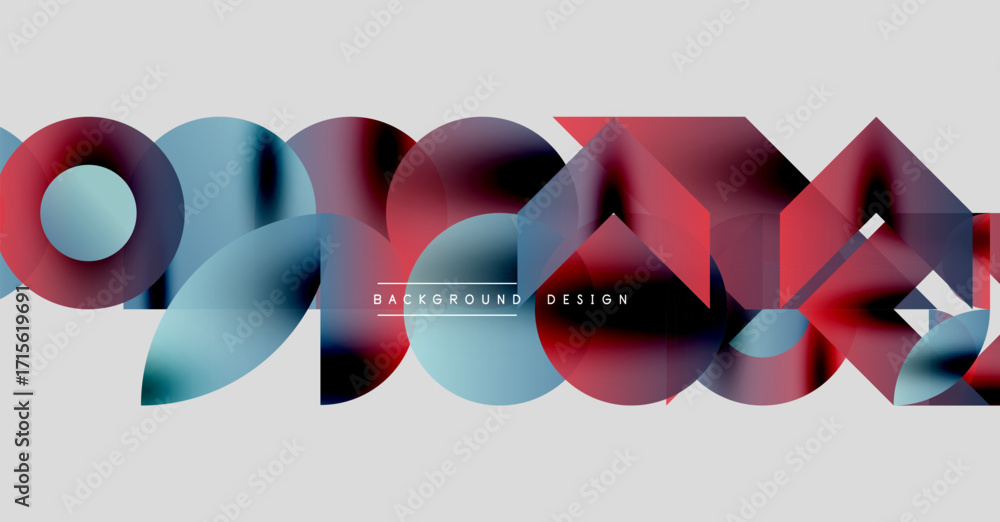 Poster abstract geometric shapes, vibrant colors, modern design. overlapping elements create dynamic visual
