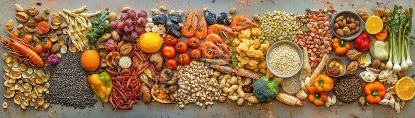 Healthy natural food variety colorful fresh ingredients