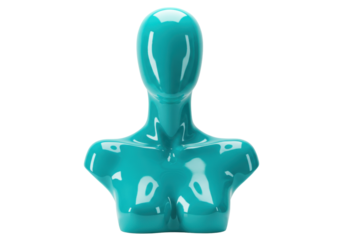 Isolated teal mannequin, torso of a headless woman for clothing or jewelry display