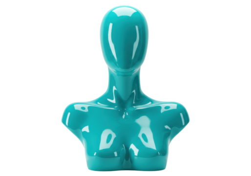 Isolated teal mannequin, torso of a headless woman for clothing or jewelry display