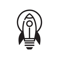 Modern Rocket and Lightbulb Fusion Vector Illustration.