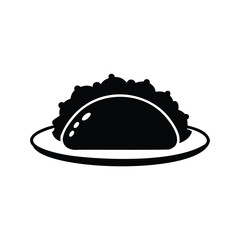 Delicious taco on a plate, illustration of a food icon design, taco on plate silhouette vector illustration