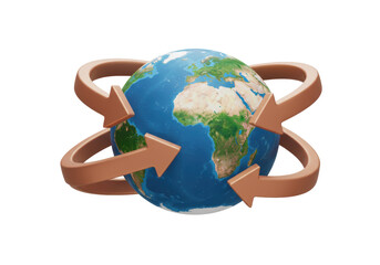 Isolated global business symbol shows exchange and worldwide connections and processes