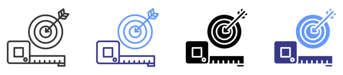 measurable goals icon set multiple style