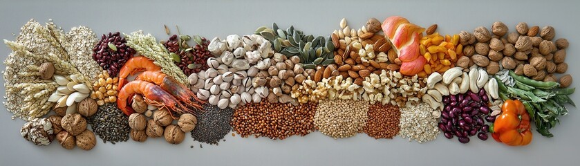 Naklejka premium Assorted Whole Grains, Nuts, and Seeds Variety Spread