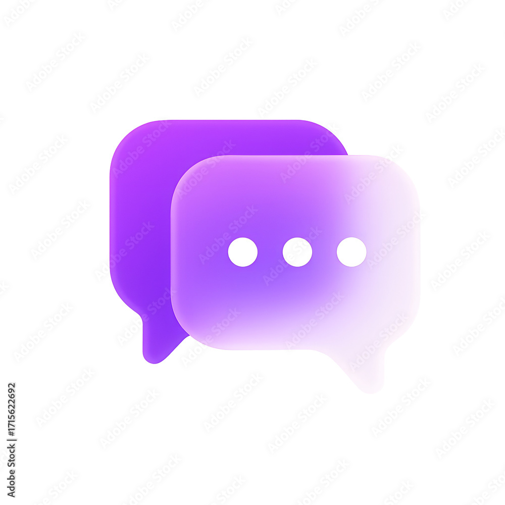 Aufkleber purple gradient speech bubble icons with dots isolated on transparent background