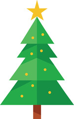 Stylized Christmas Tree Illustration with Star Topper and Colorful Ornaments