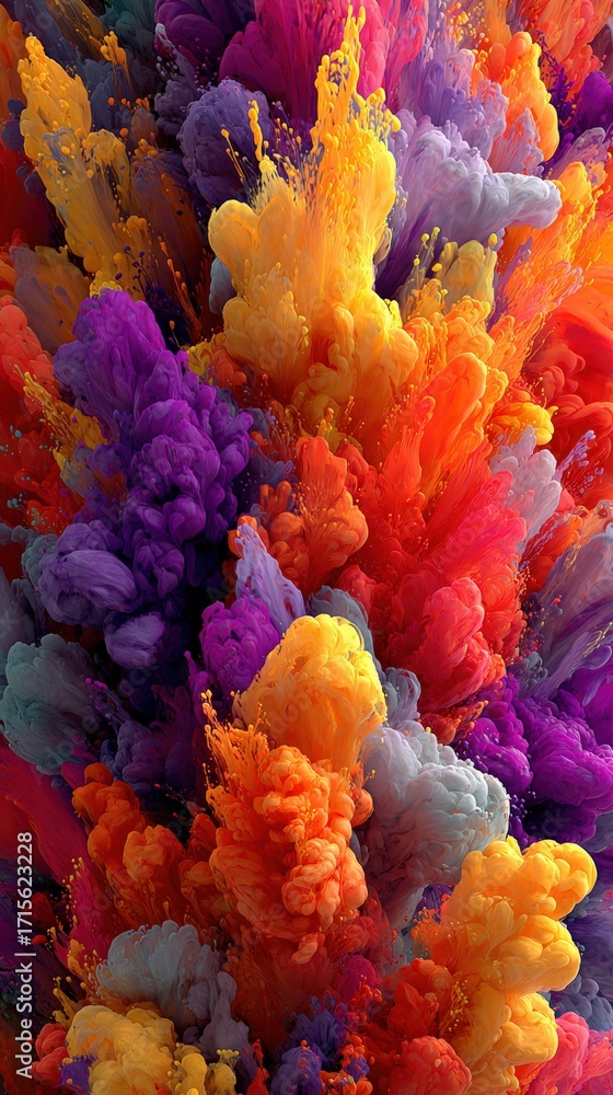 Poster an explosion of vibrant colors bursts forth creating an eye-catching display of energy and movement 