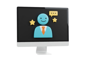 Isolated monitor displays user profile and ratings for business applications software