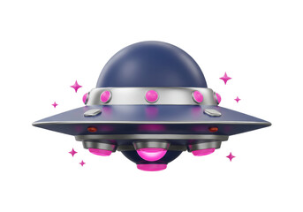 Isolated UFO flying saucer illustration, 3D cartoon spaceship for futuristic extraterrestrial © Cian