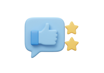 Isolated hand gesture like in a speech bubble and gold stars concept, rendering 3D illustration