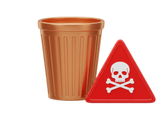Isolated death warning near garbage can depicts deleting harmful information online