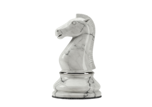 Isolated marble knight chess piece, elegant ornamental object, decorative home accessory