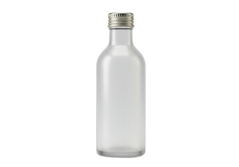 Isolated clear glass bottle with a screw cap for cosmetics, medicine or liquid food items