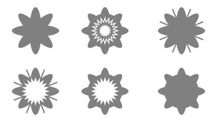 Set of abstract flowers. Flat silhouettes of flowers