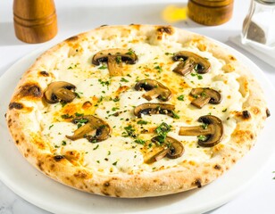 mushroom cheese pizza AI generated