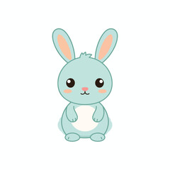 Fototapeta premium cute cartoon bunny rabbit vector illustration, adorable baby animal character, kawaii style easter bunny clipart isolated on white background,