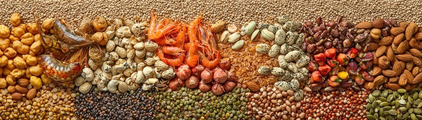 Obraz premium Mixed Dried Legumes, Nuts, Seeds, and Spices Variety