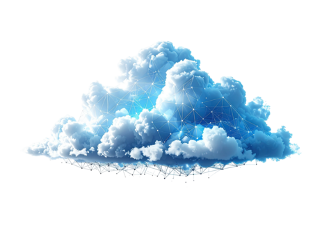 Abstract cloud graphic with digital network overlay