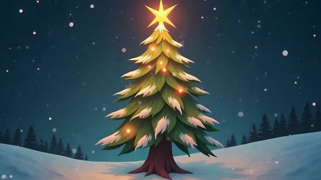 Xmas tree sign animated icon. Motion graphic animation winter themed
