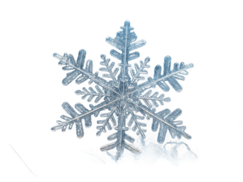 Shiny blue snowflake isolated on transparent background, a symbol of winter and the holiday season, perfect for christmas