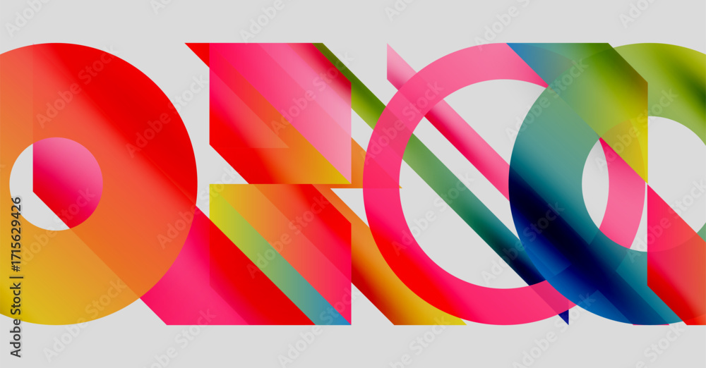 Aufkleber abstract colorful shapes overlap, creating dynamic visual composition. bright gradients suggest move