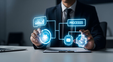 Fototapeta premium Professional shows dynamic process flow for business growth strategy