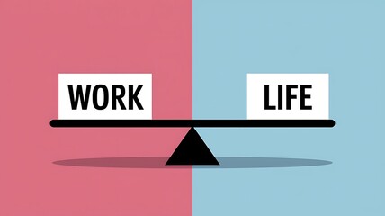 Work Life Balance Scale Illustration Showing Equality Between Career and Personal Life for Wellness and Productivity