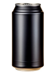 Black Drink Can: A sleek, isolated image of a matte black can. Perfect for product mockups or designs emphasizing modern aesthetic.