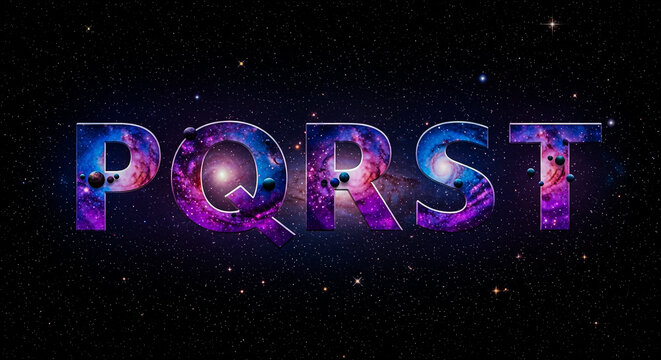 The word "PORST" is rendered in a bold, 3D font filled with a vibrant purple and blue galaxy nebula texture against a dark, star-speckled background.