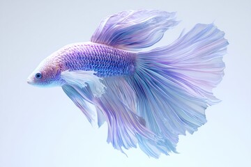 Fototapeta premium Stunning Betta Fish in Minimalist Aquarium Setup A Detailed Closeup of a Majestic Siamese Fighting Fish with Spread