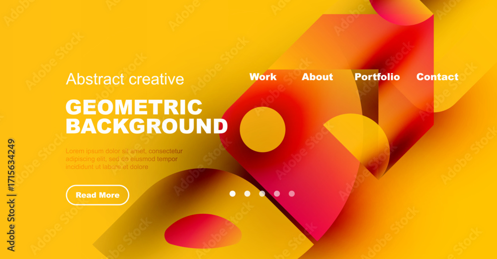 Aufkleber bright geometric background features vibrant shapes, text elements, navigation menu. modern design s