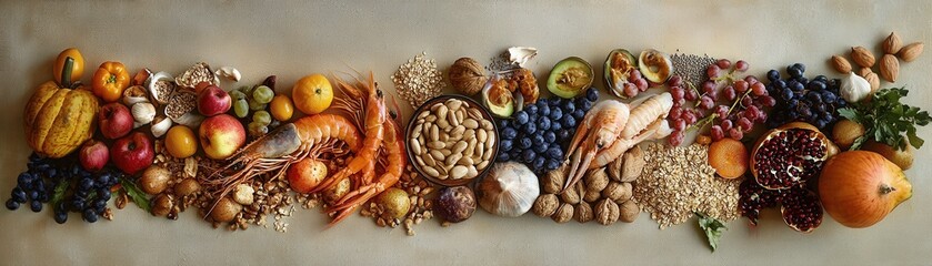 Autumn Harvest Assortment of Fresh Fruits and Nuts