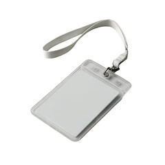 Blank white ID badge with a white lanyard