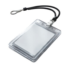 Clear plastic ID badge holder with black lanyard (1)