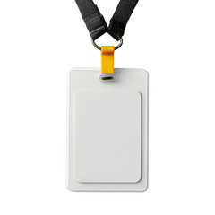 Blank white identification card on black lanyard (1)