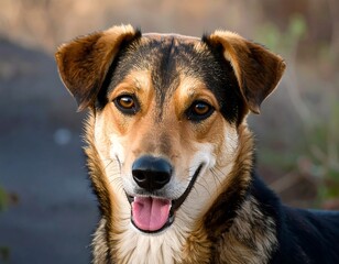 Portrait of a dog with a happy expression