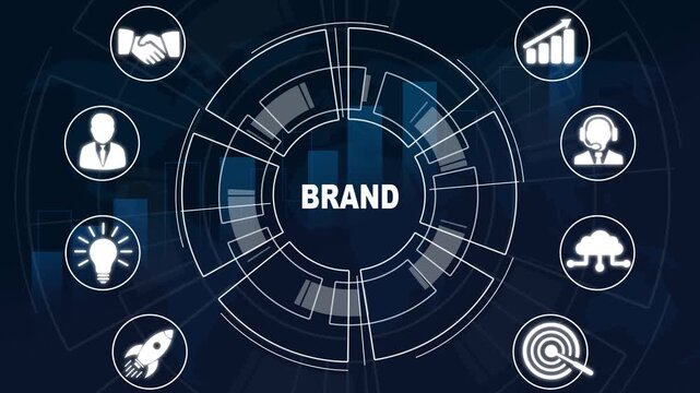 Digital marketing brand. Brand development marketing strategy concept. Business, technology, internet and networking concept.