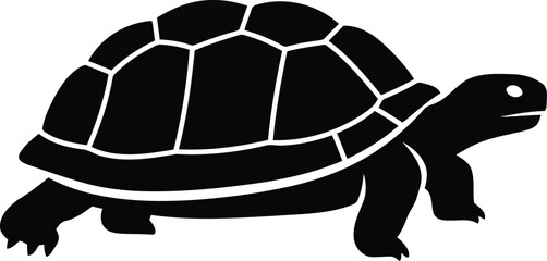 Silhouette of a tortoise walking isolated on a plain surface clean vector art illustration vector